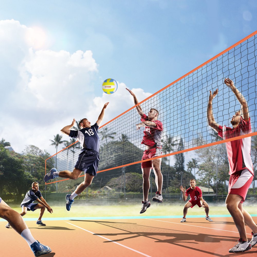 VEVOR 4-Way Volleyball Net, Adjustable Height Badminton Net Set for Backyard Beach Lawn, Outdoor Portable Volleyball Net with Carrying Bag, 4 Square Quick Assemble Game Set For Kids And Adults