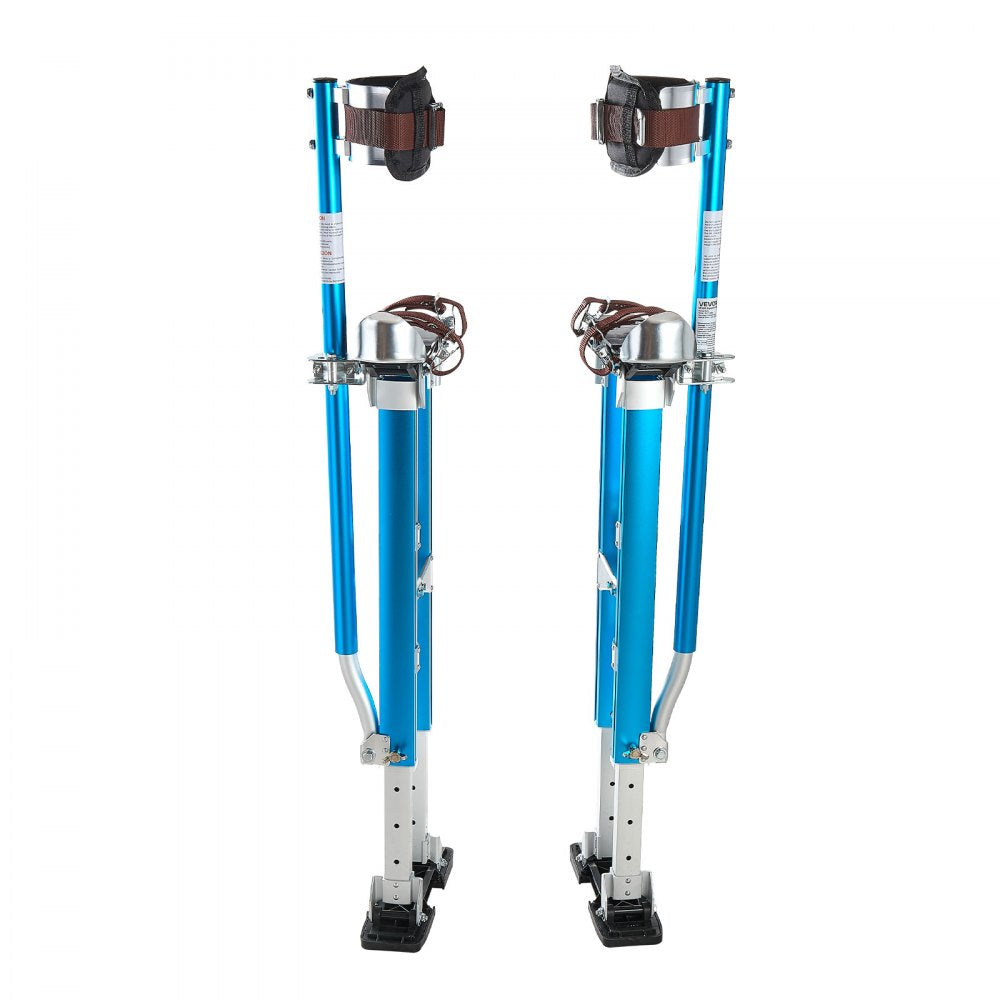 VEVOR Drywall Stilts, 24.2–40.3 Inch Adjustable Aluminum Painter Stilts, 228 lbs Load Capacity, Non-Slip Rubber Feet, Dual Spring Shock Absorption, Comfortable Leg Straps for Painting, Decoration,Blue