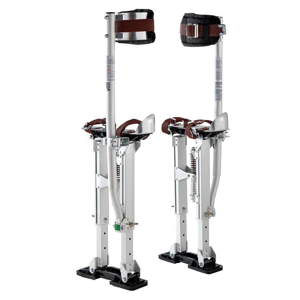 VEVOR Drywall Stilts, 16.1–24.1 in Adjustable Aluminum Painter Stilts, 228 lbs Load Capacity, Non-Slip Rubber Feet, Dual Spring Shock Absorption, Comfortable Leg Straps for Painting, Decoration,Silver