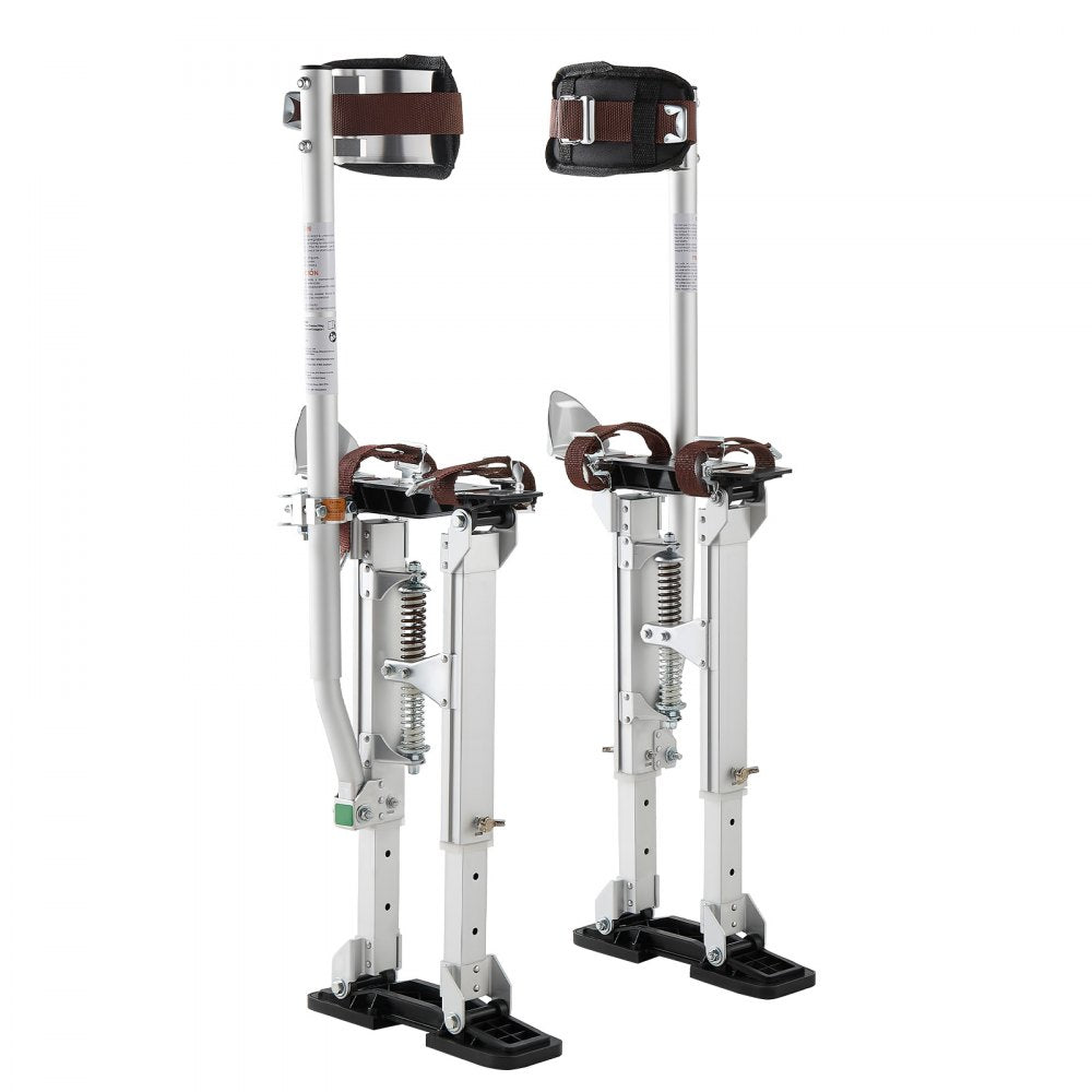 VEVOR Drywall Stilts, 16.1–24.1 in Adjustable Aluminum Painter Stilts, 228 lbs Load Capacity, Non-Slip Rubber Feet, Dual Spring Shock Absorption, Comfortable Leg Straps for Painting, Decoration,Silver