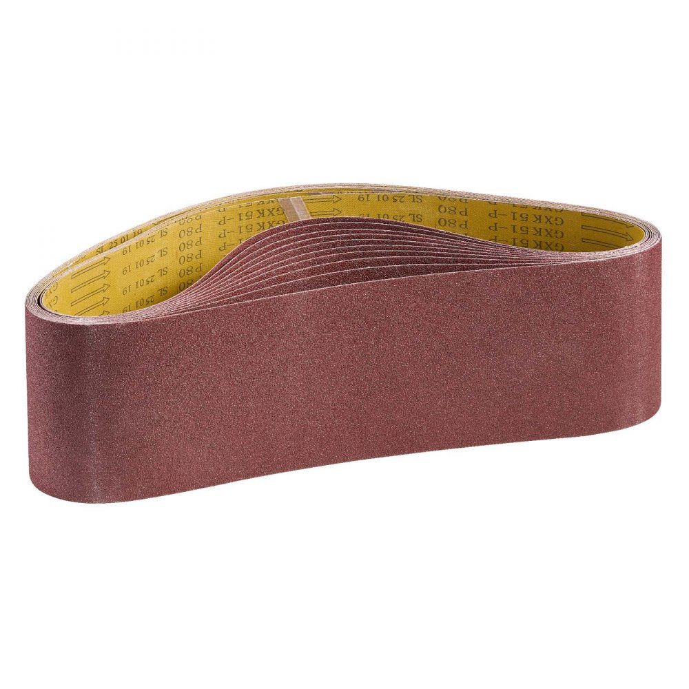 VEVOR Sanding Belts, 6 x 48-inch Belt Sander Sanding Belts, 10PCS 80 Grit Aluminum Oxide for Woodworking, Steel, Aluminum, Non-Ferrous Metals