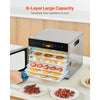 VEVOR Food Dehydrator Machine, 6 Stainless Steel Trays, 400W Electric Food Dryer with Adjustable Temperature & 24-Hour Timer, Freeze Dryer for Jerky, Meat, Fruit, Vegetables, Herbs, Dog Treats