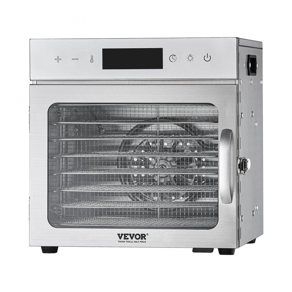 VEVOR Food Dehydrator Machine, 8 Stainless Steel Trays, 400W Electric Food Dryer with Adjustable Temperature & 24-Hour Timer, Heated Dryer for Jerky, Meat, Fruit, Vegetables, Herbs, Dog Treats