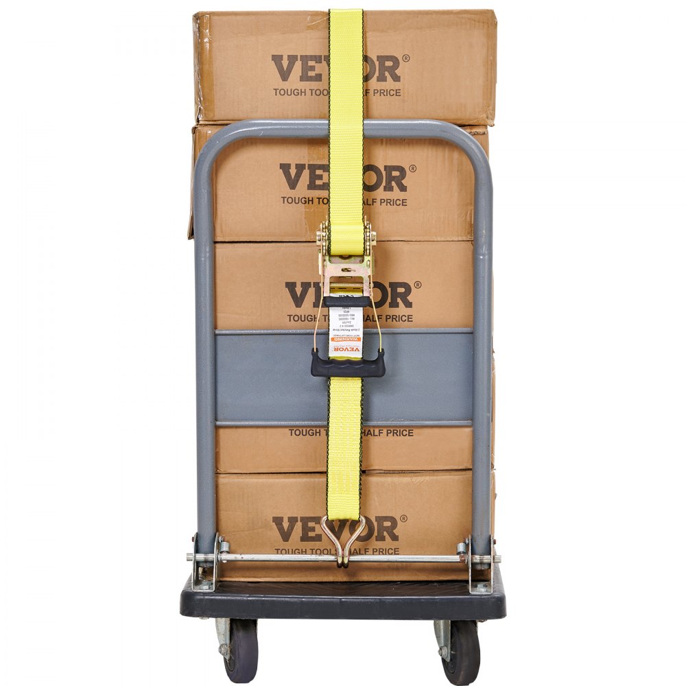 VEVOR Ratchet Tie Down Straps (4PK), 10000 lb Break Strength, Double J Hook Includes 4 Premium 2" x 27' Rachet Tie Downs with Padded Handles, for Moving Securing Cargo, Appliances, Lawn Equipment