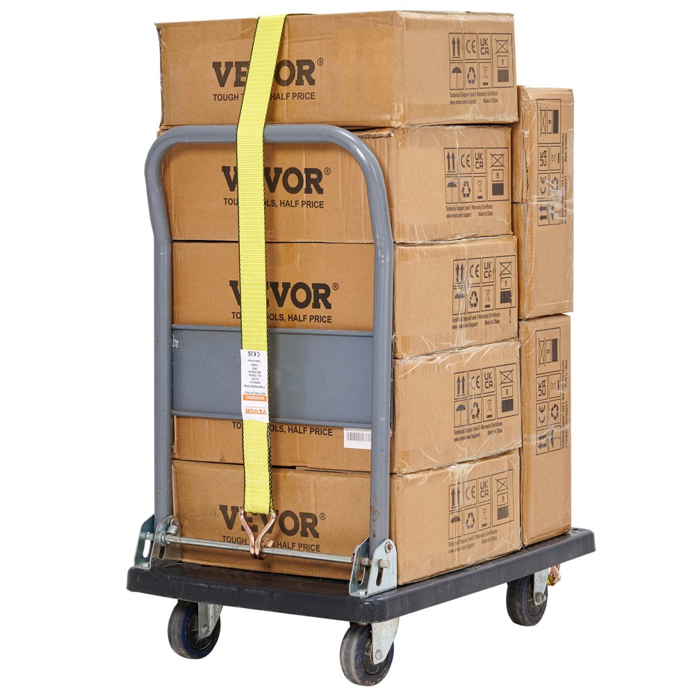 VEVOR Ratchet Tie Down Straps (4PK), 10000 lb Break Strength, Double J Hook Includes 4 Premium 2" x 27' Rachet Tie Downs with Padded Handles, for Moving Securing Cargo, Appliances, Lawn Equipment
