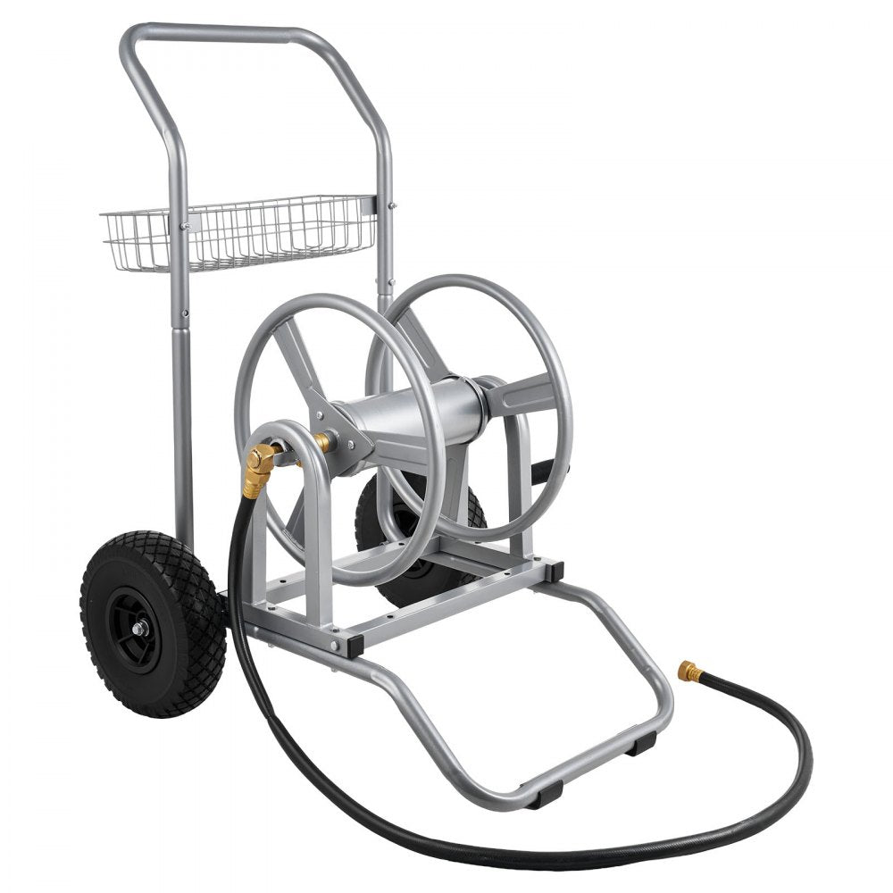 VEVOR Water Hose Reel Cart, 200/300ft High-Pressure Garden Hose Cart, Hoses Reel Carts with Two Wheels, Handle & Heavy-Duty Mesh Storage Basket, Dual-Purpose Portable Hoses Reels for Garden, Car, Pet