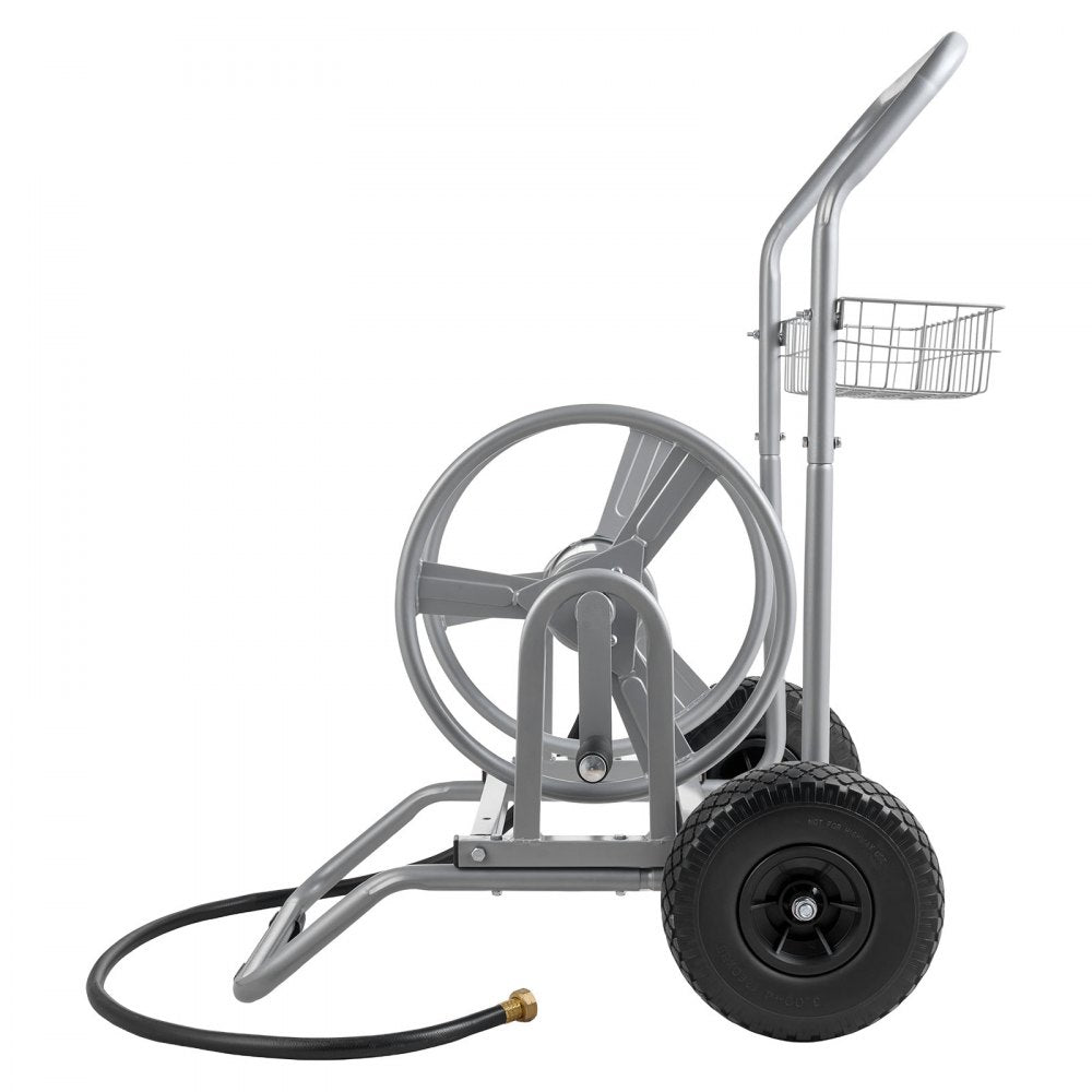 VEVOR Water Hose Reel Cart, 200/300ft High-Pressure Garden Hose Cart, Hoses Reel Carts with Two Wheels, Handle & Heavy-Duty Mesh Storage Basket, Dual-Purpose Portable Hoses Reels for Garden, Car, Pet