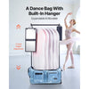 VEVOR Dance Bag with Garment Rack, 29 Inch Rolling Dance Duffel, with Wheels, USB Port, Height Adjustable Clothes Rack, Privacy Protection Curtain, Ideal for Travel and Competitions, Sparkling Blue
