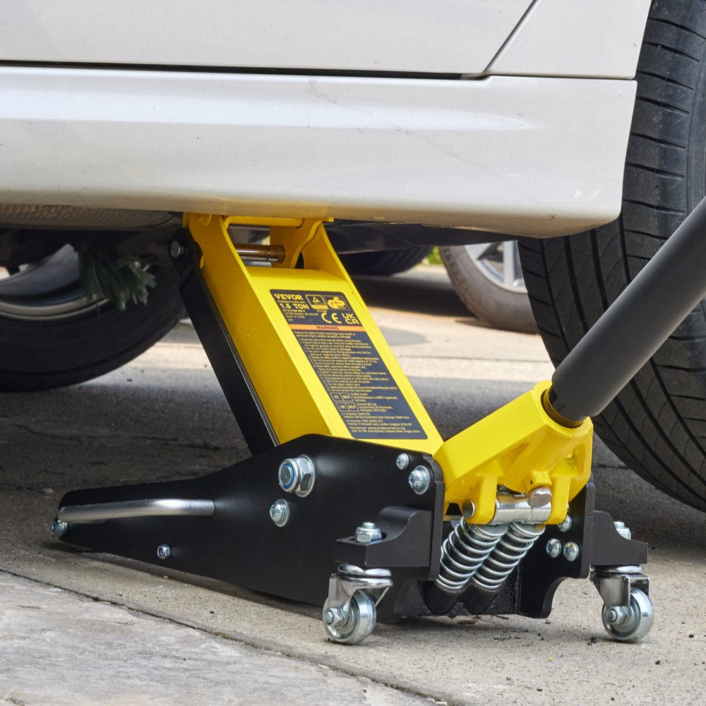 VEVOR Floor Jack, 1.5 Ton Low Profile Floor Jack, Aluminum and Steel Racing Floor Jack with Dual Pistons Quick Lift Pump, Floor Jack Lifting Range 3-3/20"-14-10/27"