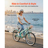 VEVOR Women Bike, 26 in Beach Cruiser Bike, 7-Speed Adult City Bicycle with Carbon Steel Frame, 330 lbs Capacity, Basket, Rear Rack & Dual V-Brakes, Mint Green