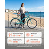 VEVOR Women Bike, 26 in Beach Cruiser Bike, 7-Speed Adult City Bicycle with Carbon Steel Frame, 330 lbs Capacity, Basket, Rear Rack & Dual V-Brakes, Mint Green