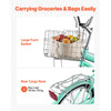 VEVOR Women Bike, 26 in Beach Cruiser Bike, Single-Speed Adult City Bicycle with Steel Frame, 330 lbs Capacity, Basket, Rear Rack & Dual V-Brakes, Mint Green
