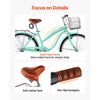 VEVOR Women Bike, 26 in Beach Cruiser Bike, Single-Speed Adult City Bicycle with Steel Frame, 330 lbs Capacity, Basket, Rear Rack & Dual V-Brakes, Mint Green