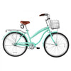 VEVOR Women Bike, 26 in Beach Cruiser Bike, Single-Speed Adult City Bicycle with Steel Frame, 330 lbs Capacity, Basket, Rear Rack & Dual V-Brakes, Mint Green