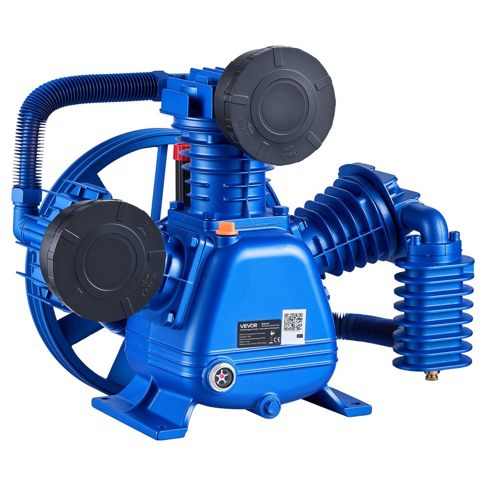 VEVOR Air Compressor Pump Head, 5HP 14.9CFM, 3-Cylinder Oil Lubricated Air Compressor Pump Head, Dual Stage Cast Iron Replacement Head with Max 175PSI Pressure for Woodworking Auto Repair