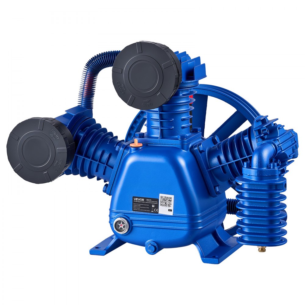 VEVOR Air Compressor Pump Head, 5HP 14.9CFM, 3-Cylinder Oil Lubricated Air Compressor Pump Head, Dual Stage Cast Iron Replacement Head with Max 175PSI Pressure for Woodworking Auto Repair