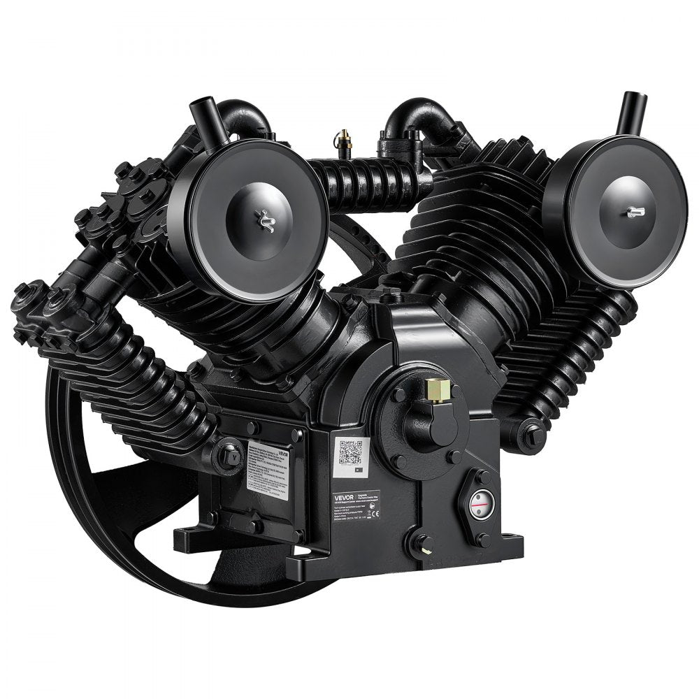 VEVOR Air Compressor Pump Head, 10HP 30CFM, 4-Cylinder Oil Lubricated Air Compressor Pump Head, Dual Stage Cast Iron Replacement Head with Max 175PSI Pressure for Woodworking Auto Repair