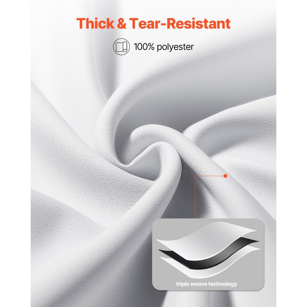 VEVOR Blackout Curtains, White Blocking Drapes for Bedroom and Living Room, 2 Panels Set Grommet Room Darkening Curtain, Solid Thermal Insulated Drapes, Noise Reducing Window Treatments, 52x84 inch