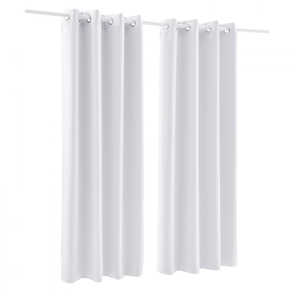 VEVOR Blackout Curtains, White Blocking Drapes for Bedroom and Living Room, 2 Panels Set Grommet Room Darkening Curtain, Solid Thermal Insulated Drapes, Noise Reducing Window Treatments, 52x84 inch