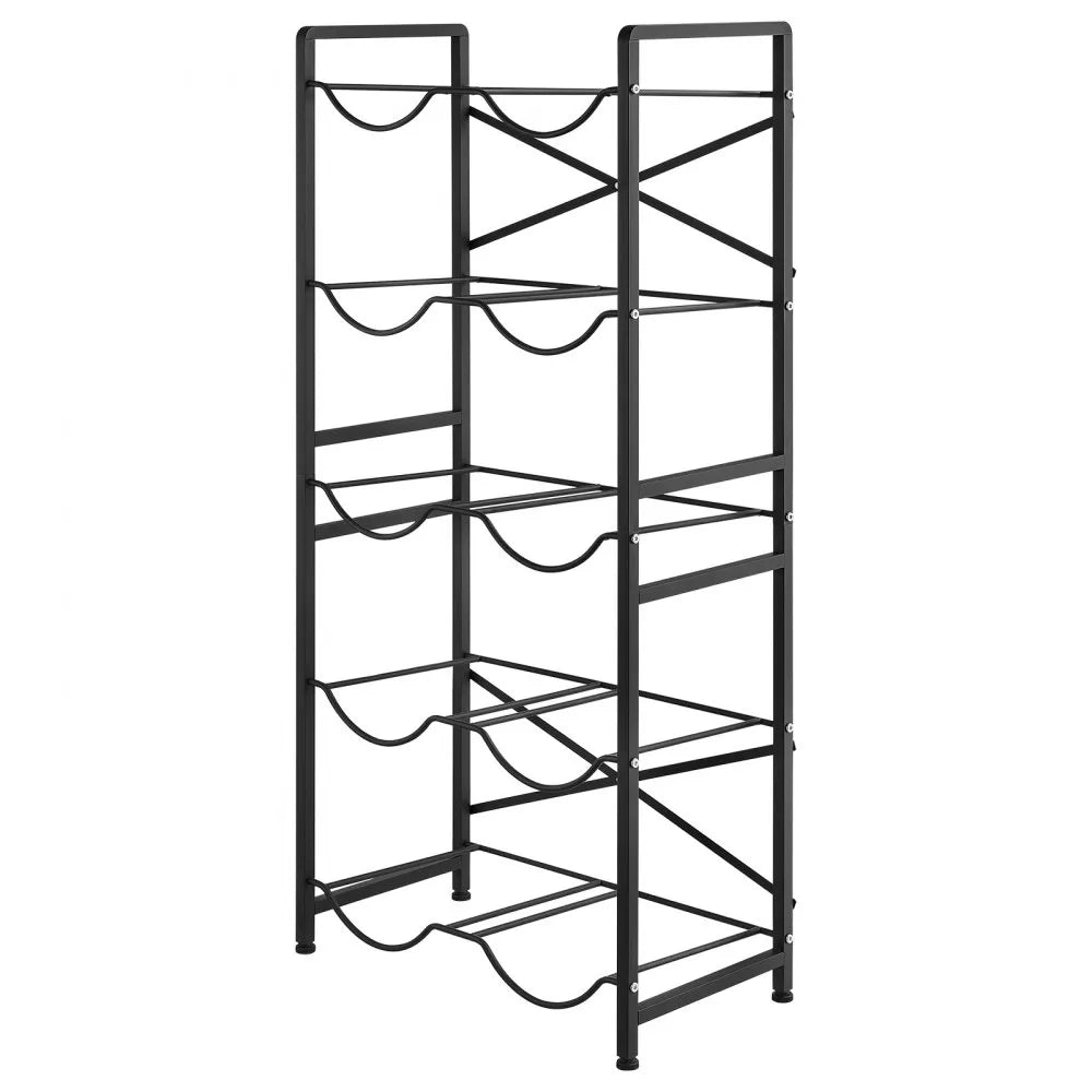 VEVOR Water Jug Holder, 5 Tiers Double Rows 3 and 5 Gallon Water Bottle Holder for 10 Bottles, Heavy Duty Jug Rack Organizer with Handles, Easy Assembly, for Kitchen, Office, Living Room, Black