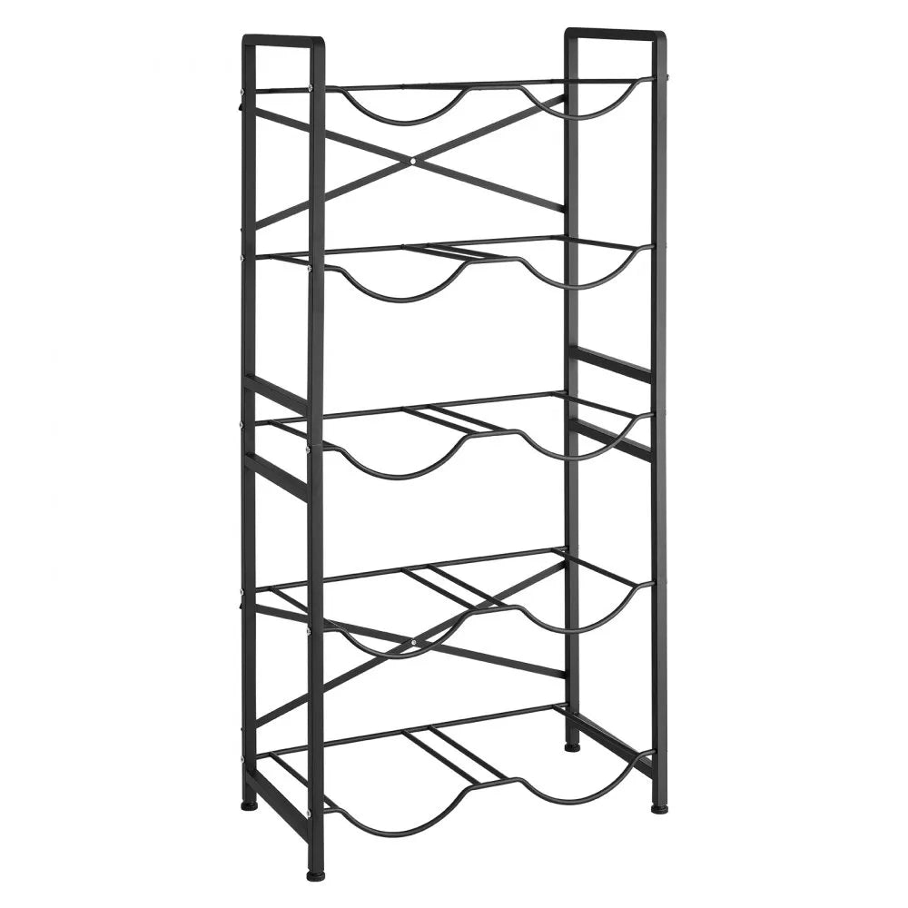 VEVOR Water Jug Holder, 5 Tiers Double Rows 3 and 5 Gallon Water Bottle Holder for 10 Bottles, Heavy Duty Jug Rack Organizer with Handles, Easy Assembly, for Kitchen, Office, Living Room, Black
