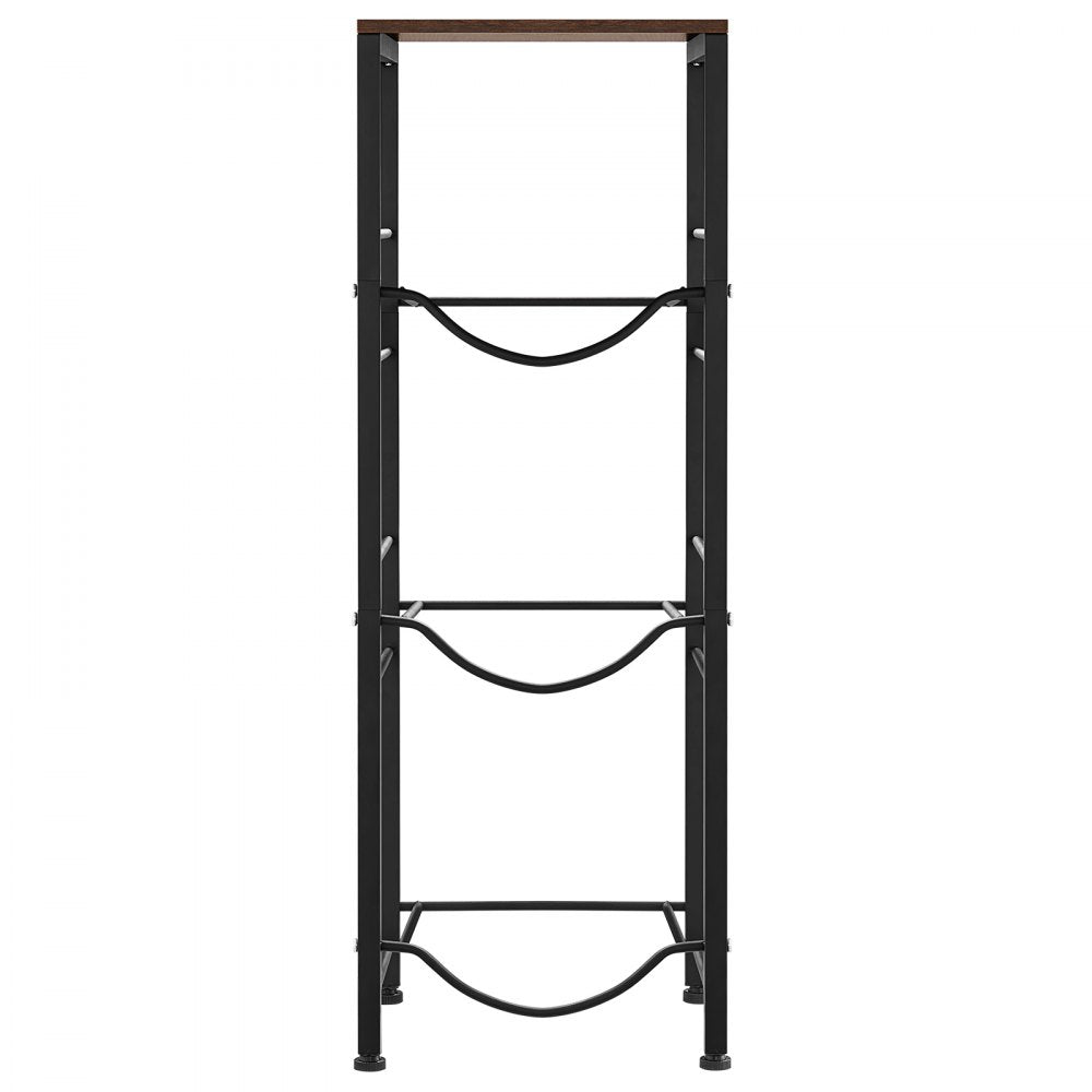VEVOR Water Jug Holder, 4 Tiers 3 and 5 Gallon Water Bottle Holder for 3 Bottles, Heavy Duty Jug Rack Organizer with Storage Shelf, Detachable for Kitchen, Office, Living Room, Black and Brown