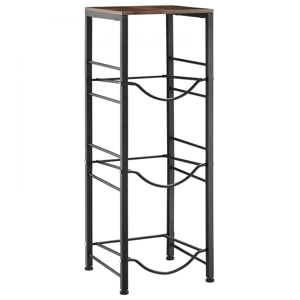 VEVOR Water Jug Holder, 4 Tiers 3 and 5 Gallon Water Bottle Holder for 3 Bottles, Heavy Duty Jug Rack Organizer with Storage Shelf, Detachable for Kitchen, Office, Living Room, Black and Brown