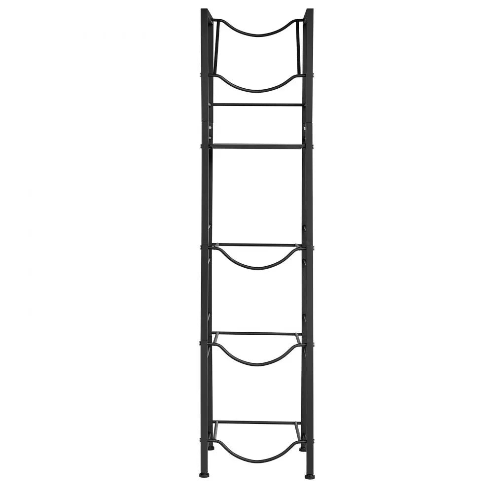 VEVOR Water Jug Holder, 5 Tiers 3 and 5 Gallon Water Bottle Holder for 4 Bottles, Heavy Duty Jug Rack Organizer with Storage Shelf, Adjustable Feet, and Handle, for Kitchen, Office, Living Room, Black