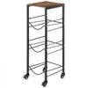 VEVOR Water Jug Holder, 4 Tiers 3 and 5 Gallon Water Bottle Holder for 3 Bottles, Heavy Duty Jug Rack Organizer with Storage Shelf and Casters, for Kitchen, Office, Living Room, Black and Brown