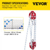 Twin Sheave Block and Tackle 0.43-0.5Inch 100-200Ft Twin Sheave Block with Braid Rope 30-35KN 6600-7705LBS Double Pulley Rigging (1/2" x 200')