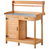 VEVOR Potting Bench Table, 3-in-1 Outdoor Gardening Wooden Workstation with 44 x 19 in Galvanized Iron Tabletop, Garden Work Station with Drawer, Storage Cabinet & Shelves, Hooks for Patio, Backyard