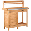 VEVOR Potting Bench Table, 3-in-1 Outdoor Gardening Wooden Workstation with 44 x 19 in Galvanized Iron Tabletop, Garden Work Station with Drawer, Storage Cabinet & Shelves, Hooks for Patio, Backyard