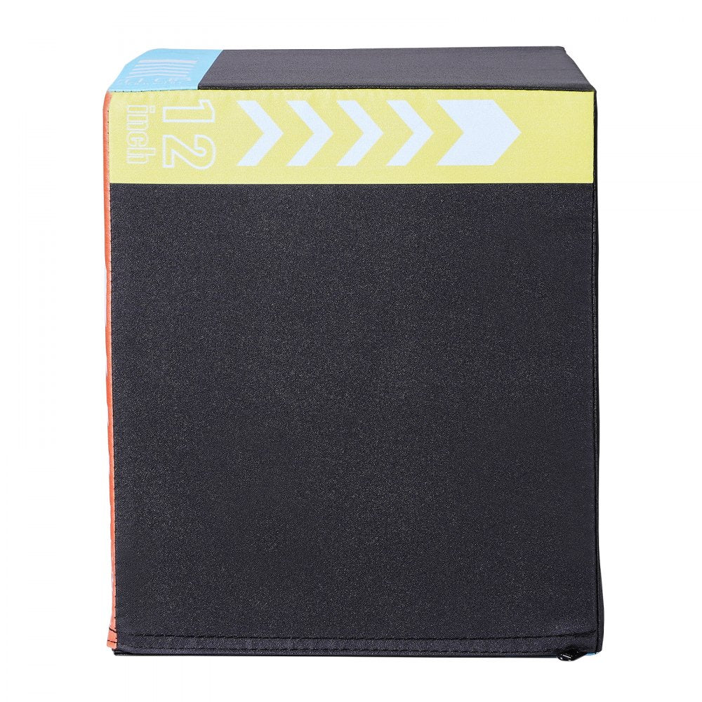 VEVOR 3 in 1 Plyometric Jump Box, 16/14/12 Inch Cotton Plyo Box, Platform & Jumping Agility Box, Anti-Slip Fitness Exercise Step Up Box for Home Gym Training, Conditioning Strength Training, Black