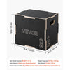 VEVOR 3-in-1 Wooden Plyo Box, 12/14/16-Inch, Non-Slip Plyometric Jump Boxes, for Home Gym, Step-Up Training Exercise Platform with Smooth Edges, Built-In Handles, Pre-Drilled Holes & Stable Support