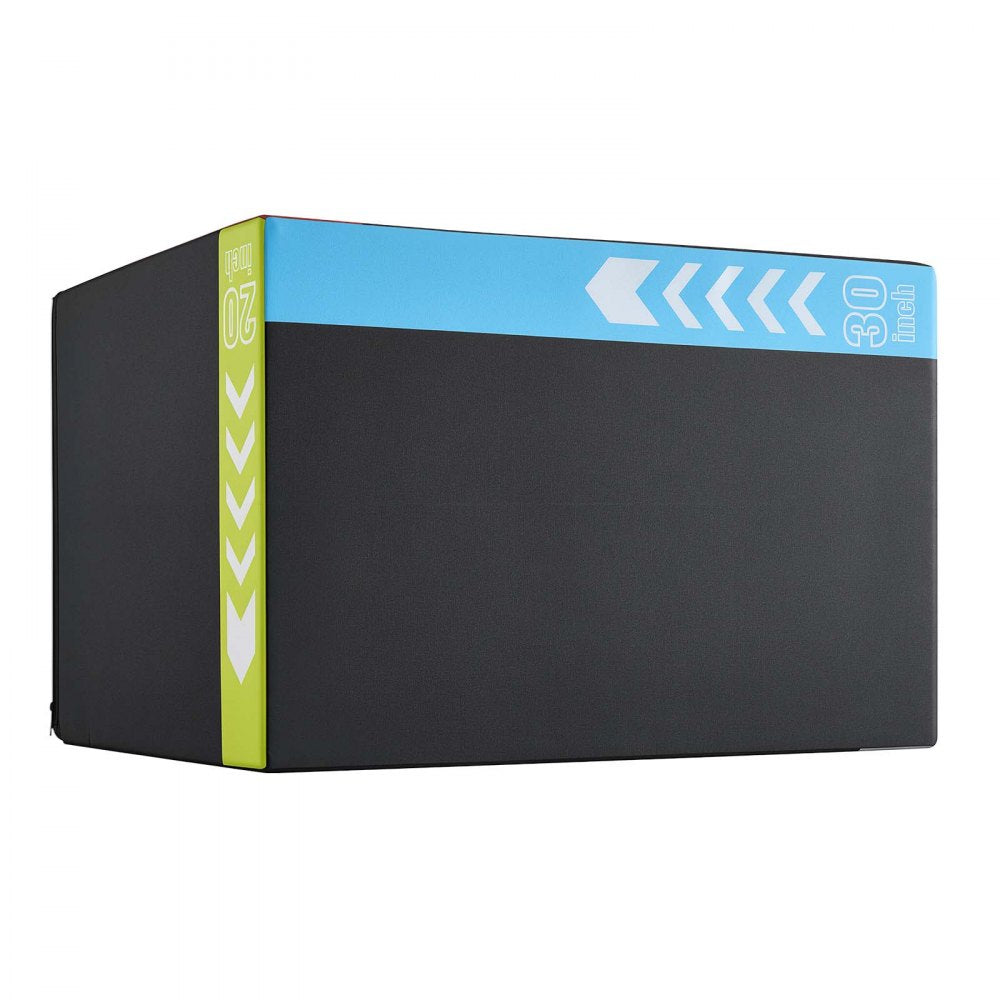 VEVOR 3-in-1 Rebonded Foam Plyo Box, 20/24/30-Inch, Plyometric Jump Boxes, for Home Gym, Non-Slip Step-Up Training Exercise Platform with Impact Cushioning, PVC Mesh, Shape Retention & Stable Support