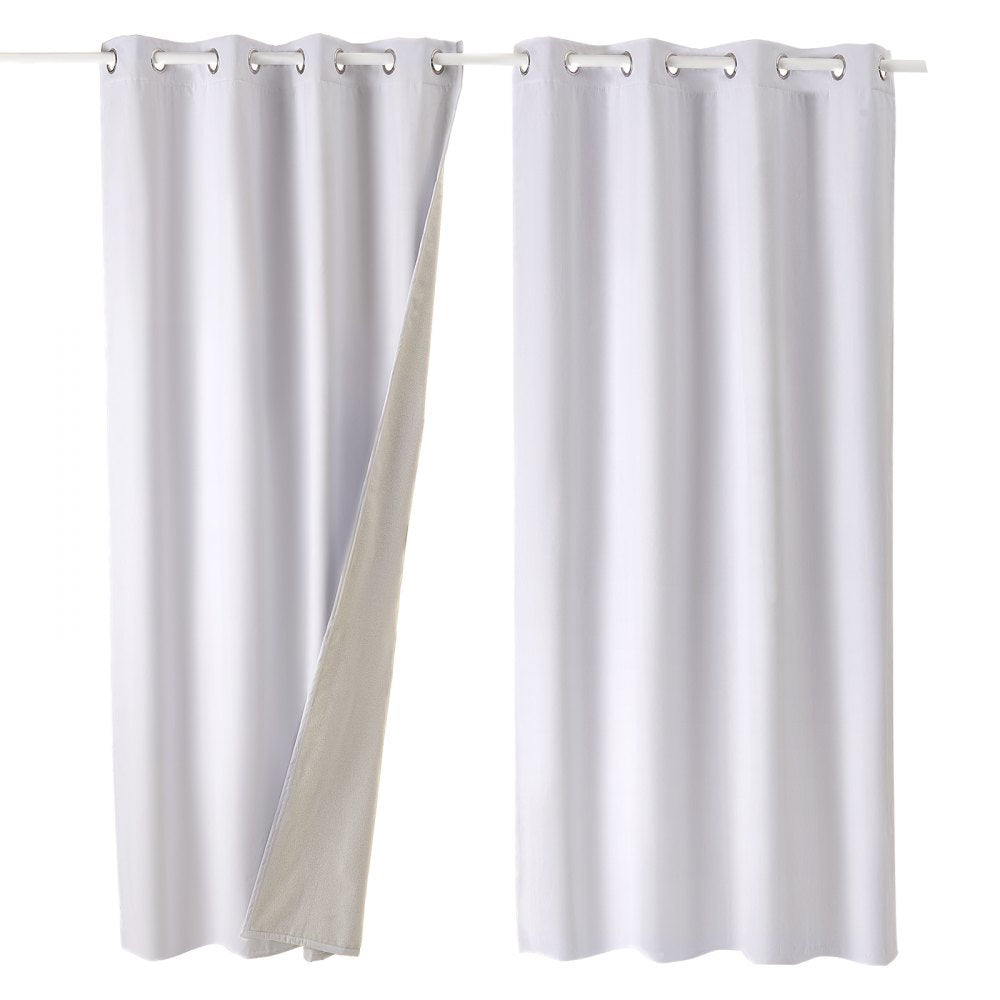 VEVOR Blackout Curtains, 84 Inch Length 2 Panels Set, 52 Inch Wide Each, Thermal Insulated 100% Blackout Light Blocking Drapes, 3-Layer, with Grommets, Curtains for Bedroom Living Room Window, White