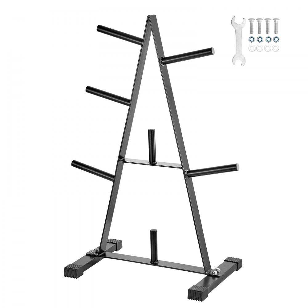 VEVOR Weight Plate Rack, A Frame Weight Plate Tree for 1-Inch Weight Plates, Standard Weight Plate Tree, 500 lbs Load Capacity Weight Storage Holder, Home Gym Barbell Rack Storage Stand, Black