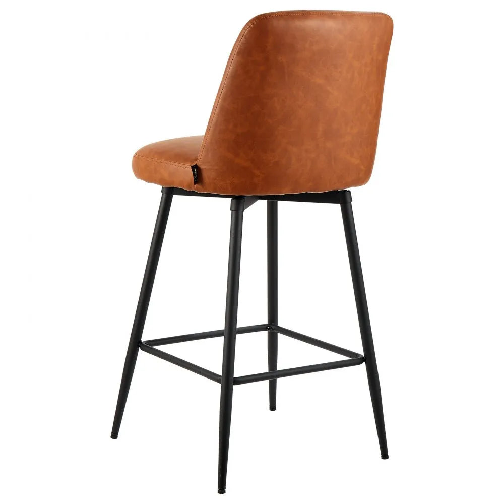 VEVOR Bar Stool Set of 2, 27 inch Counter Height Swivel Stools, Modern PU Leather Counter Barstool with Backrest and Metal Legs, Armless Bar Chair, Island Barstool for Kitchen, Dining Room, Brown