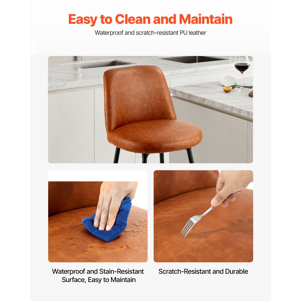 VEVOR bar stool - easy to clean and maintain PU leather