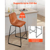 VEVOR Bar Stool Set of 4, 26 inch Counter Height Stools, Modern PU Leather Counter Barstool with Backrest, Metal Legs, Easy Assembly Armless Bar Chair, Island Barstool for Kitchen, Dining Room, Brown