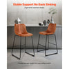 VEVOR Bar Stool Set of 4, 26 inch Counter Height Stools, Modern PU Leather Counter Barstool with Backrest, Metal Legs, Easy Assembly Armless Bar Chair, Island Barstool for Kitchen, Dining Room, Brown