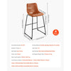 VEVOR Bar Stool Set of 4, 26 inch Counter Height Stools, Modern PU Leather Counter Barstool with Backrest, Metal Legs, Easy Assembly Armless Bar Chair, Island Barstool for Kitchen, Dining Room, Brown
