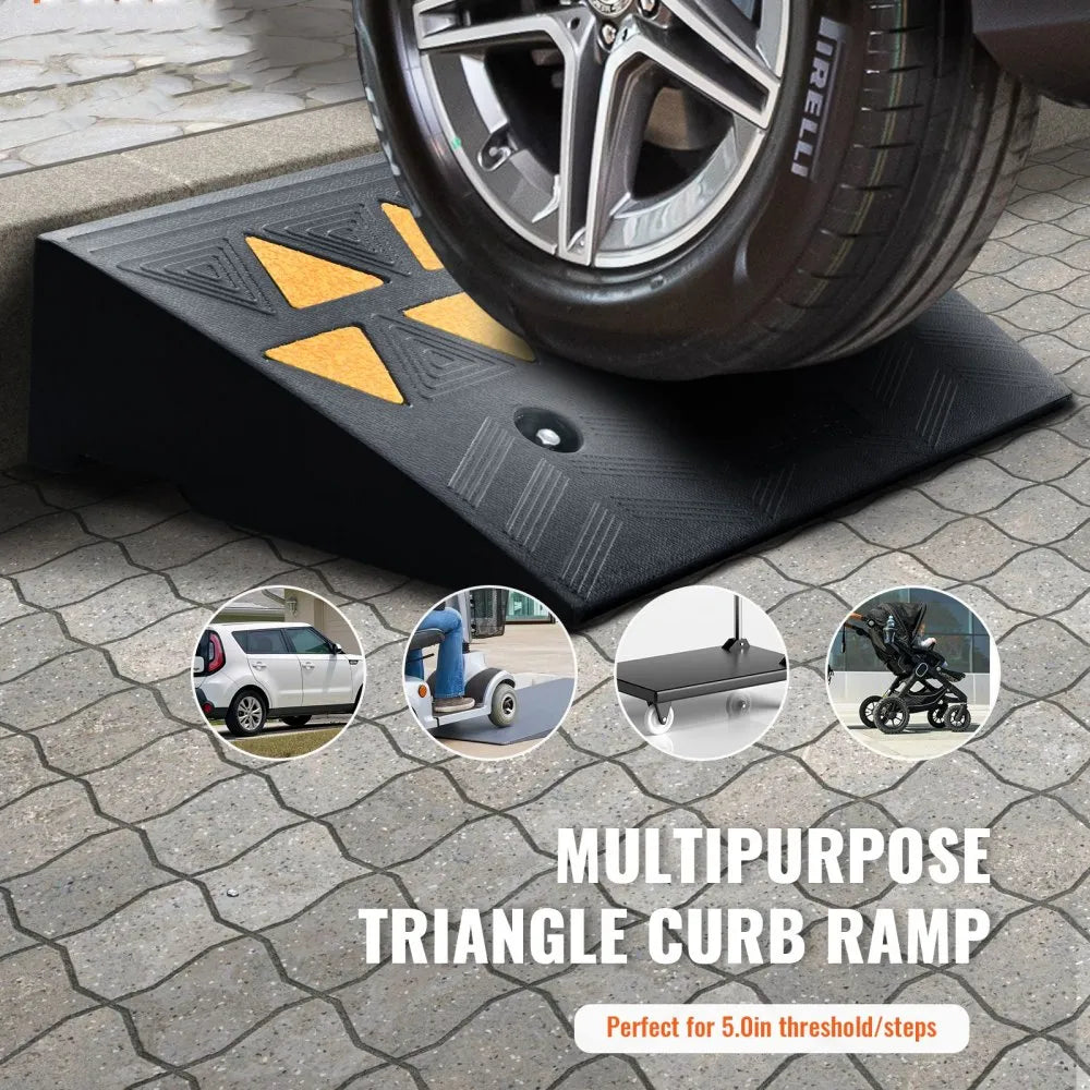 VEVOR Rubber Curb Ramp 2 Pack, 5" Rise Height Heavy-Duty 33069 lbs/15 T Capacity Threshold Ramps, Driveway Ramps with Stable Grid Structure for Cars, Wheelchairs, Bikes, Motorcycles