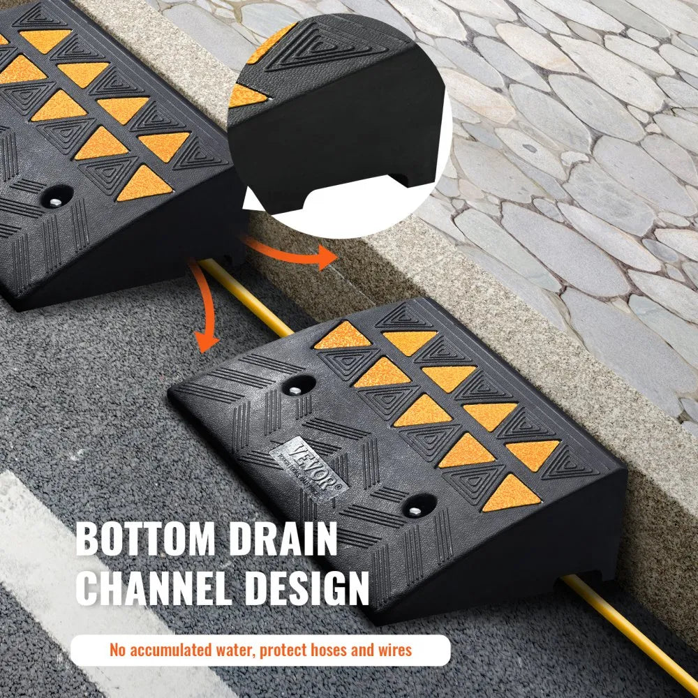 VEVOR Rubber Curb Ramp 2 Pack, 5" Rise Height Heavy-Duty 33069 lbs/15 T Capacity Threshold Ramps, Driveway Ramps with Stable Grid Structure for Cars, Wheelchairs, Bikes, Motorcycles