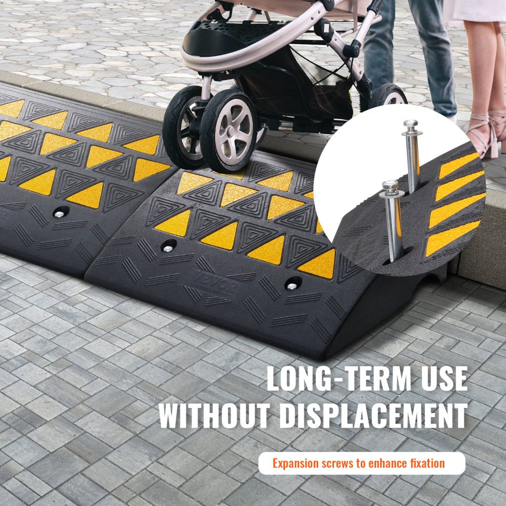 VEVOR Rubber Curb Ramp 2 Pack, 6" Rise Height Heavy-Duty 33069 lbs/15 T Capacity Threshold Ramps, Driveway Ramps with Stable Grid Structure for Cars, Wheelchairs, Bikes, Motorcycles