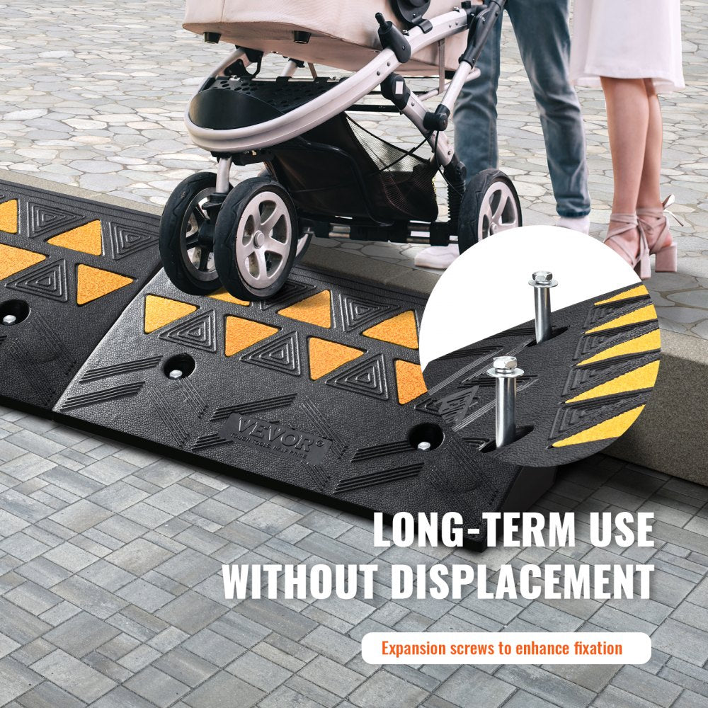 VEVOR Rubber Curb Ramp 2 Pack, 4.3" Rise Height Heavy-Duty 33069 lbs/15 T Capacity Threshold Ramps, Driveway Ramps with Stable Grid Structure for Cars, Wheelchairs, Bikes, Motorcycles