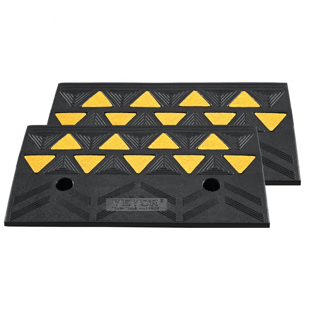 VEVOR Rubber Curb Ramp 2 Pack, 4.3" Rise Height Heavy-Duty 33069 lbs/15 T Capacity Threshold Ramps, Driveway Ramps with Stable Grid Structure for Cars, Wheelchairs, Bikes, Motorcycles