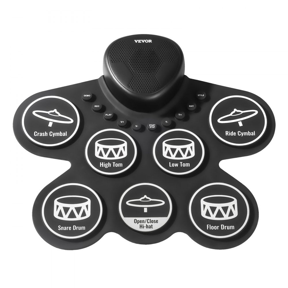 VEVOR Electric Drum Set, 7 Pads, Roll-up Drum Practice Pad, Electronic Drumset with Headphone