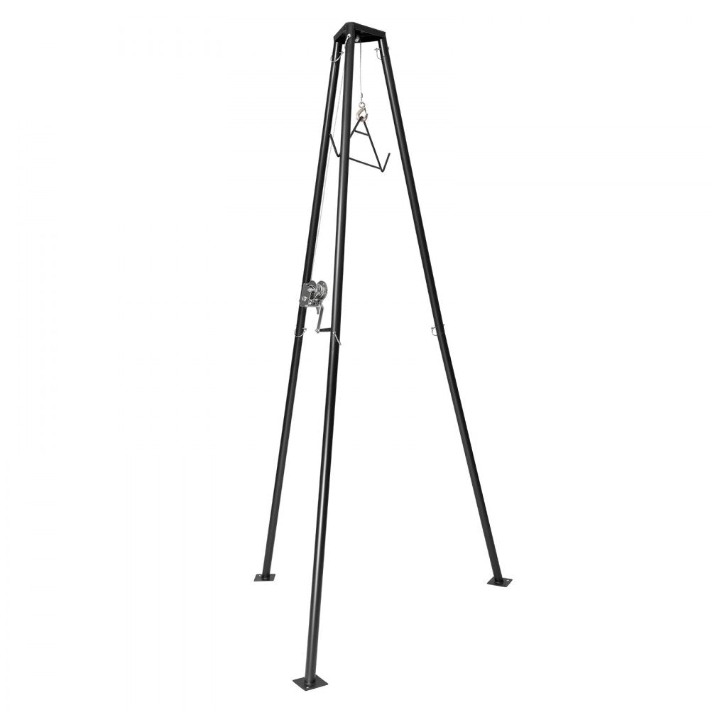 VEVOR Tripod Deer Hoist, 500 lbs Load Capacity, Hunting Game Hoist Winch Lift with Gambrel & Manual Winch, Hunting Game Skinning and Cleaning Accessory for Cleaning, Skinning, and Moving, Black