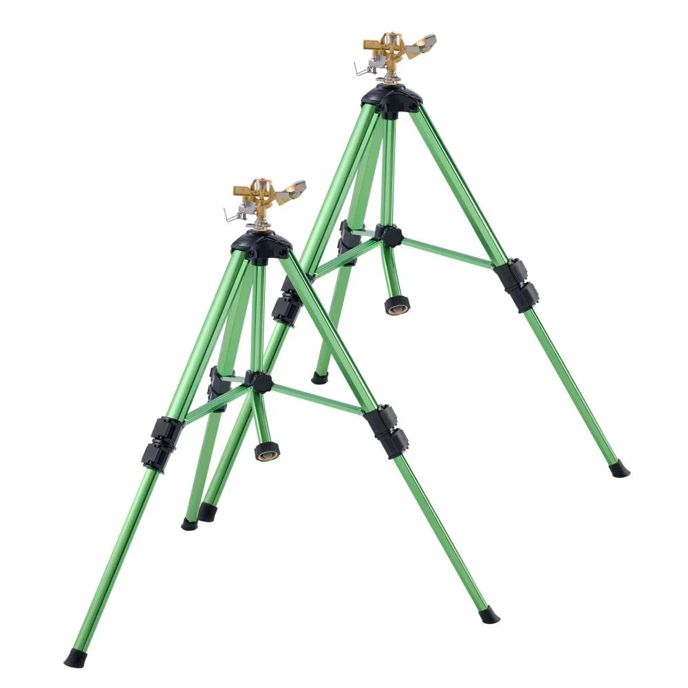 VEVOR Impact Sprinkler on Tripod Base, 2 Packs, Heavy Duty Tripod Sprinklers with Brass Head & 3/4"NH Connector, 360 Degree Large Area Irrigation Sprinkler, Adjustable Heights Sprinkler for Yard